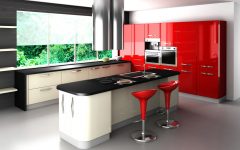 Deco Home Mutfak Dolabı Modern Parlak Kırmızı Geniş Kulplu Adalı